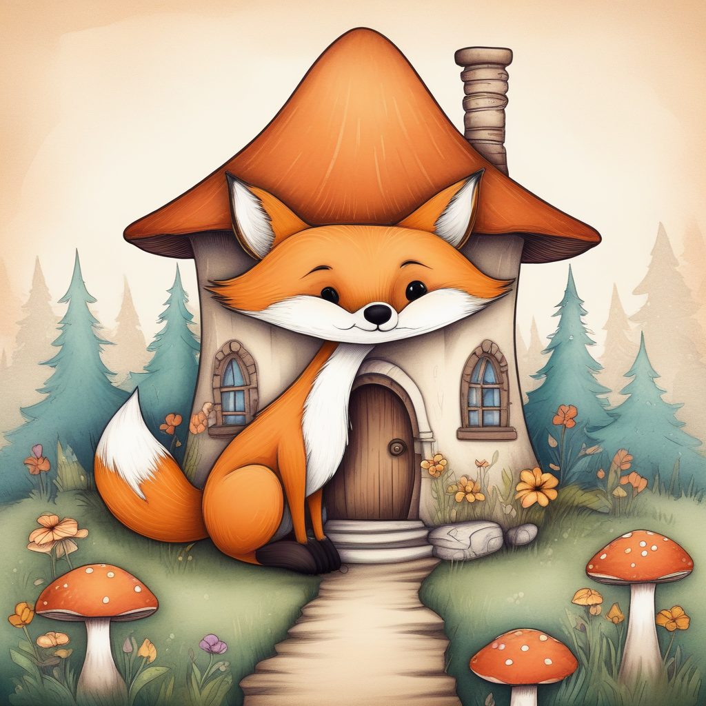 🌲童话感插画！小狐狸和蘑菇屋，异想天开的故事书风格！