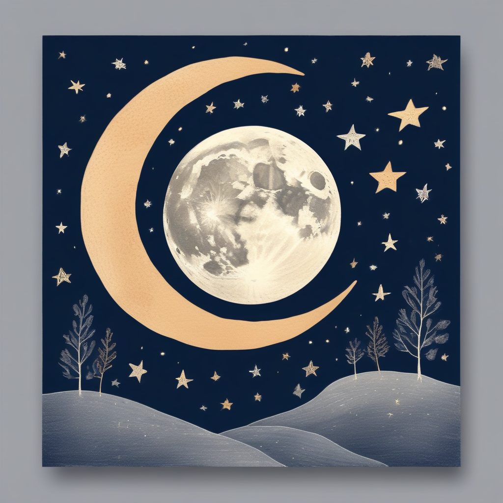 童话感满分！月亮与星星的温柔守候🌙，手绘极简线条插画壁纸