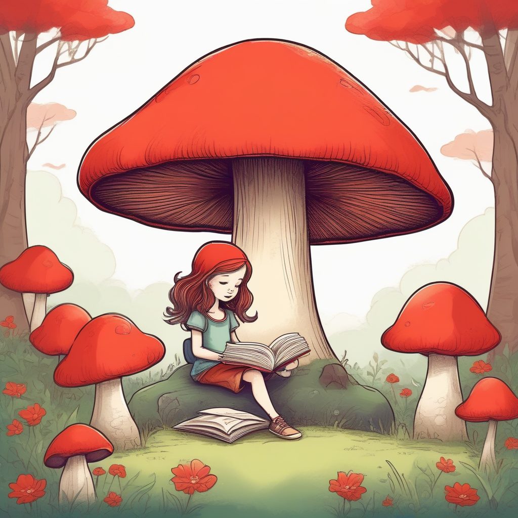 🍄童话森林！Q版小女孩和巨型蘑菇，蜡笔手绘风，壁纸绝配！