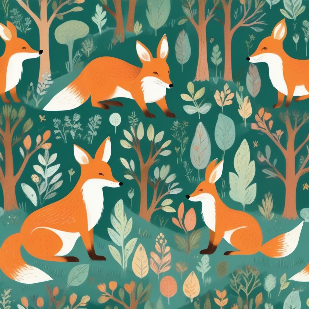 童话森林探险：狐狸与兔子，故事书风，儿童插画壁纸！