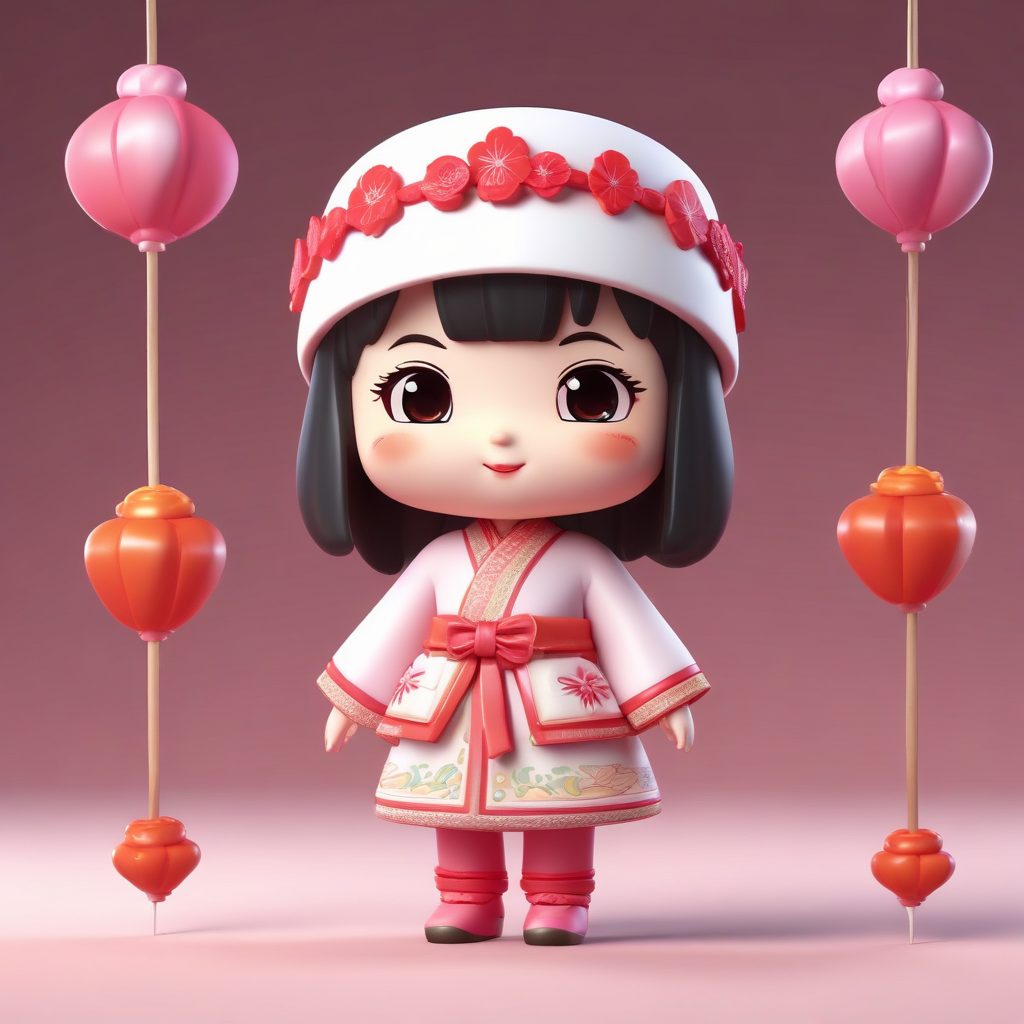 🍓童年回忆杀！糖葫芦串Q版女孩，甜系配色3D黏土手办，治愈系头像