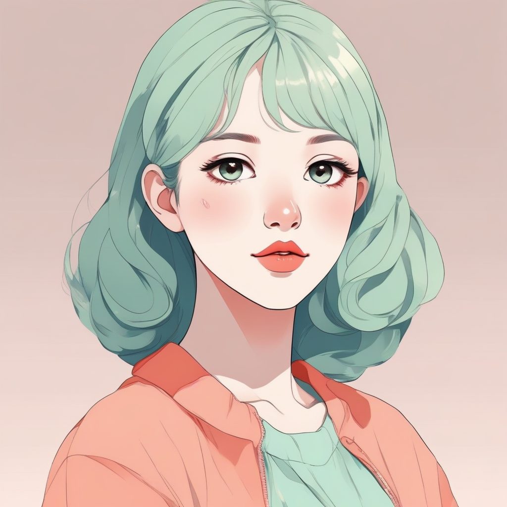 “透明感”妆容极简头像:清透肤色少女与低饱和纯色背景AI指令