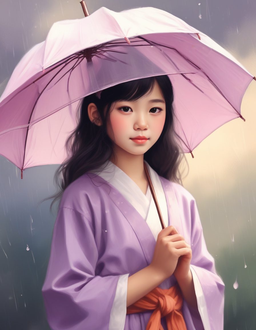 透明雨伞浪漫:AI绘制雨天氛围日系少女肖像