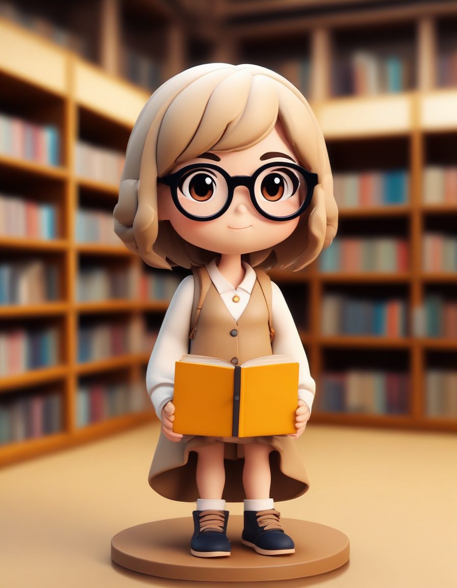 📚图书管理员Chibi | 知性可爱风C4D粘土全身像，文艺头像