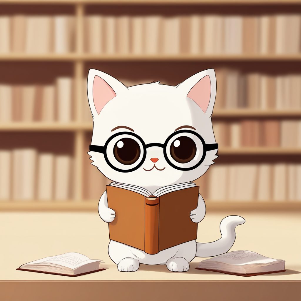 📚图书馆猫！Q版安静读书人设，温柔奶油系配色壁纸