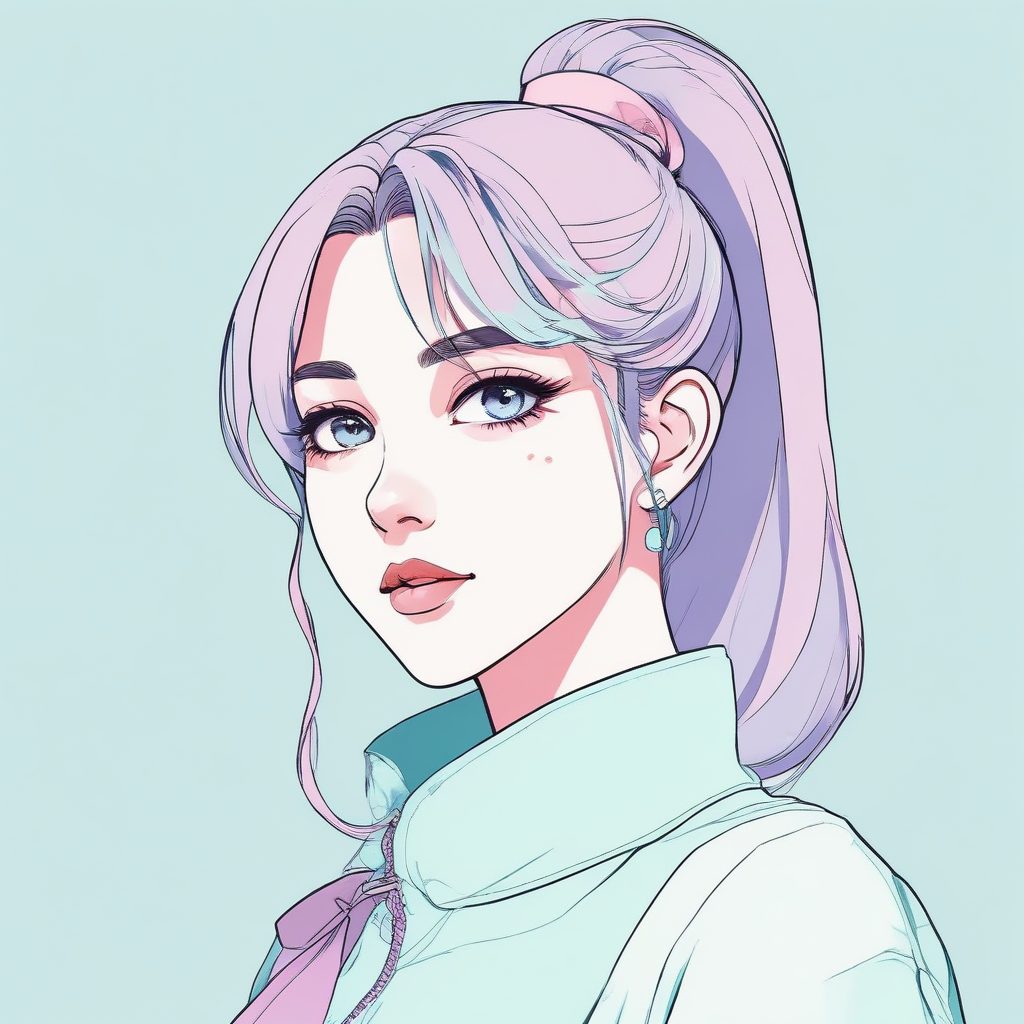 Vaporwave复古感！超个性二次元极简少女头像，纯色背景撞色绝了