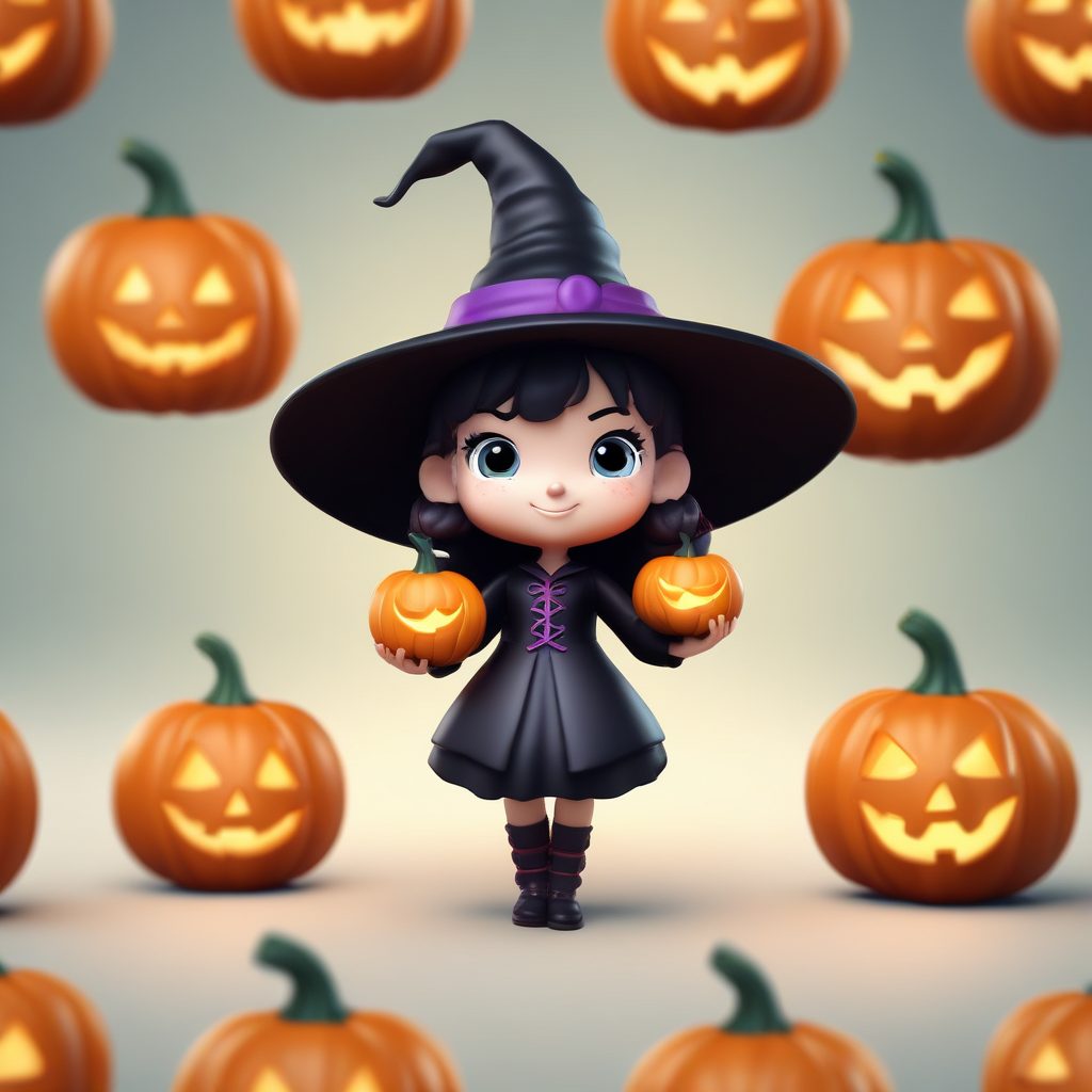 万圣节爆款Q版: 邪恶又可爱的南瓜小巫师萌图生成