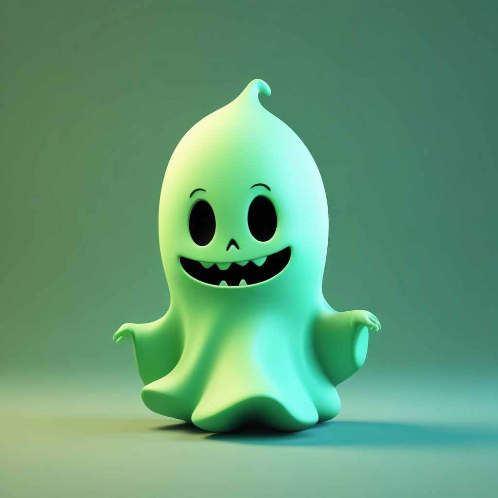 万圣节限定：超萌Q版幽灵朋友头像提示词，黏土质感，极简背景