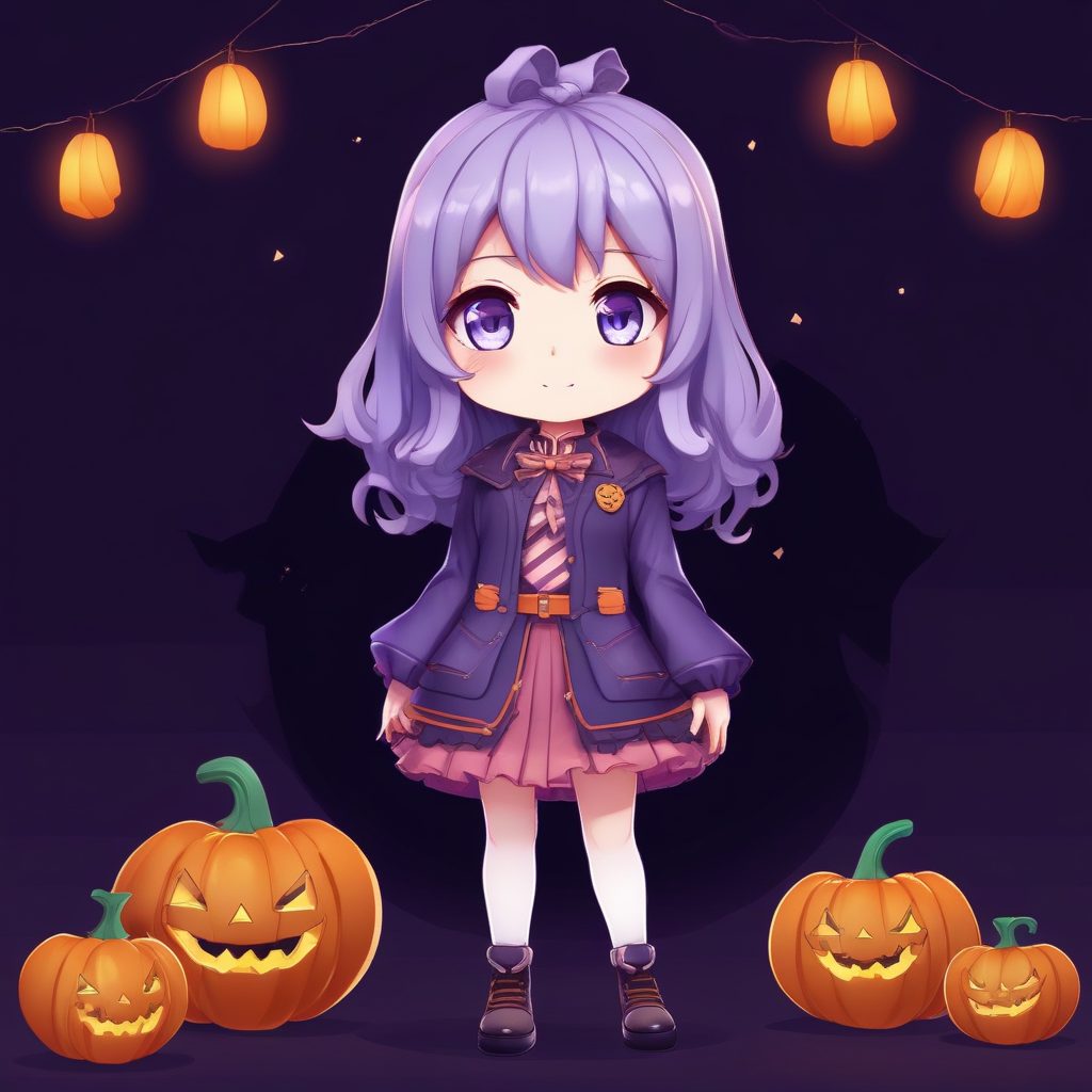 👻万圣节幽灵Q版！暗黑萌物一个可爱时尚Q版动漫人物，表情动作丰富，节日限定提示词