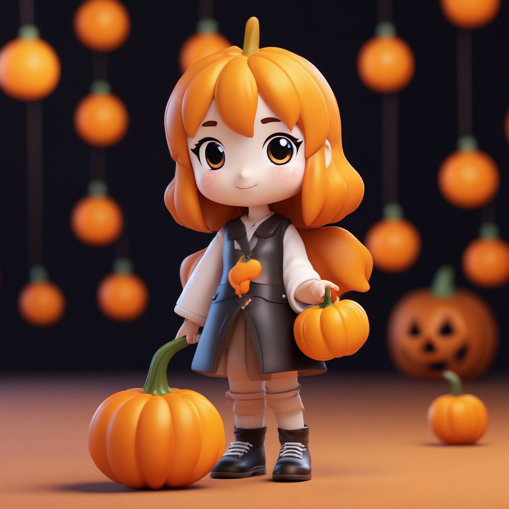 万圣节主题Q版手办: 抱南瓜灯的’恶作剧’偷笑表情