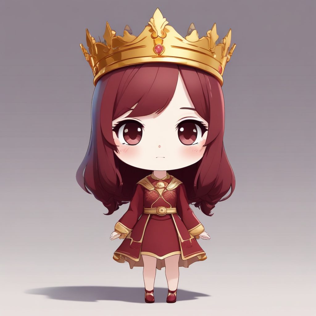 👑王冠少女！高贵优雅Q版全身像，适用于极简风头像！