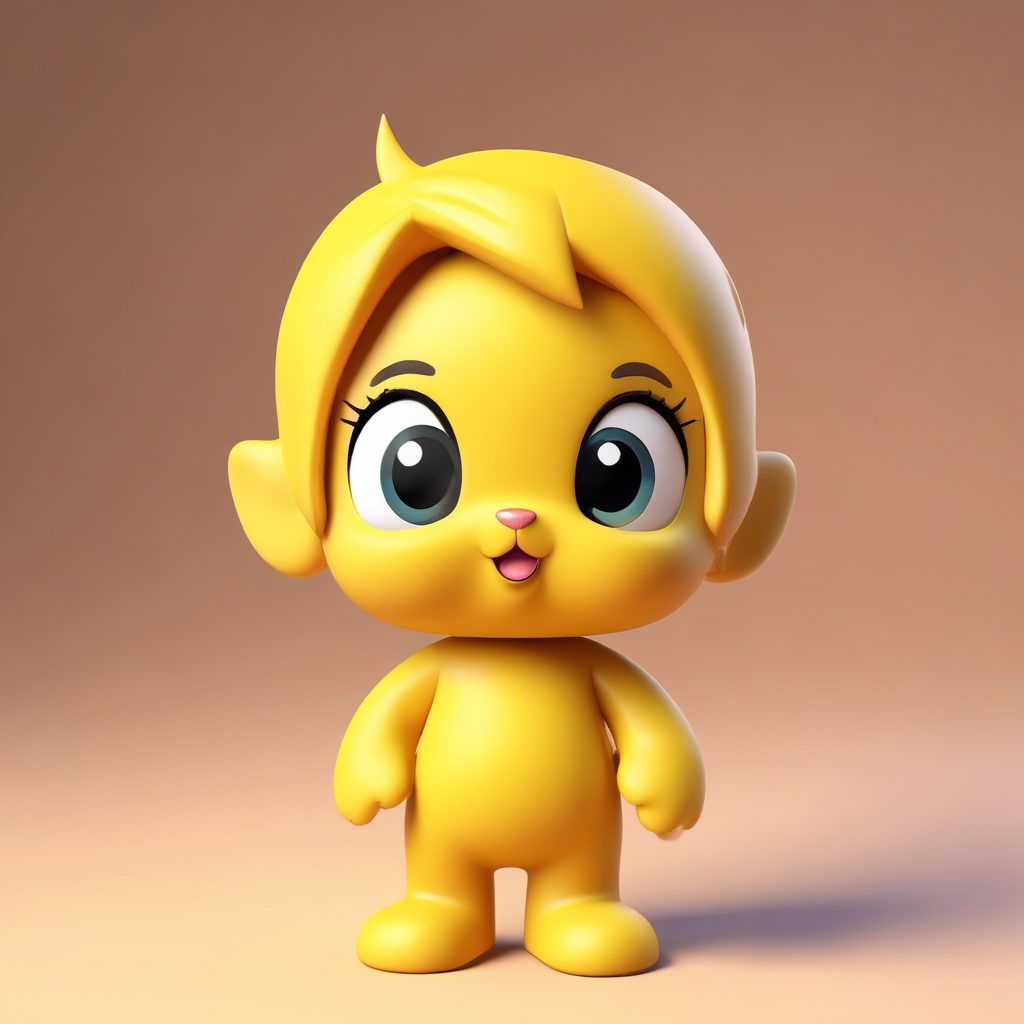 网红打卡:Q版人物对着镜头做鬼脸的全身照渲染