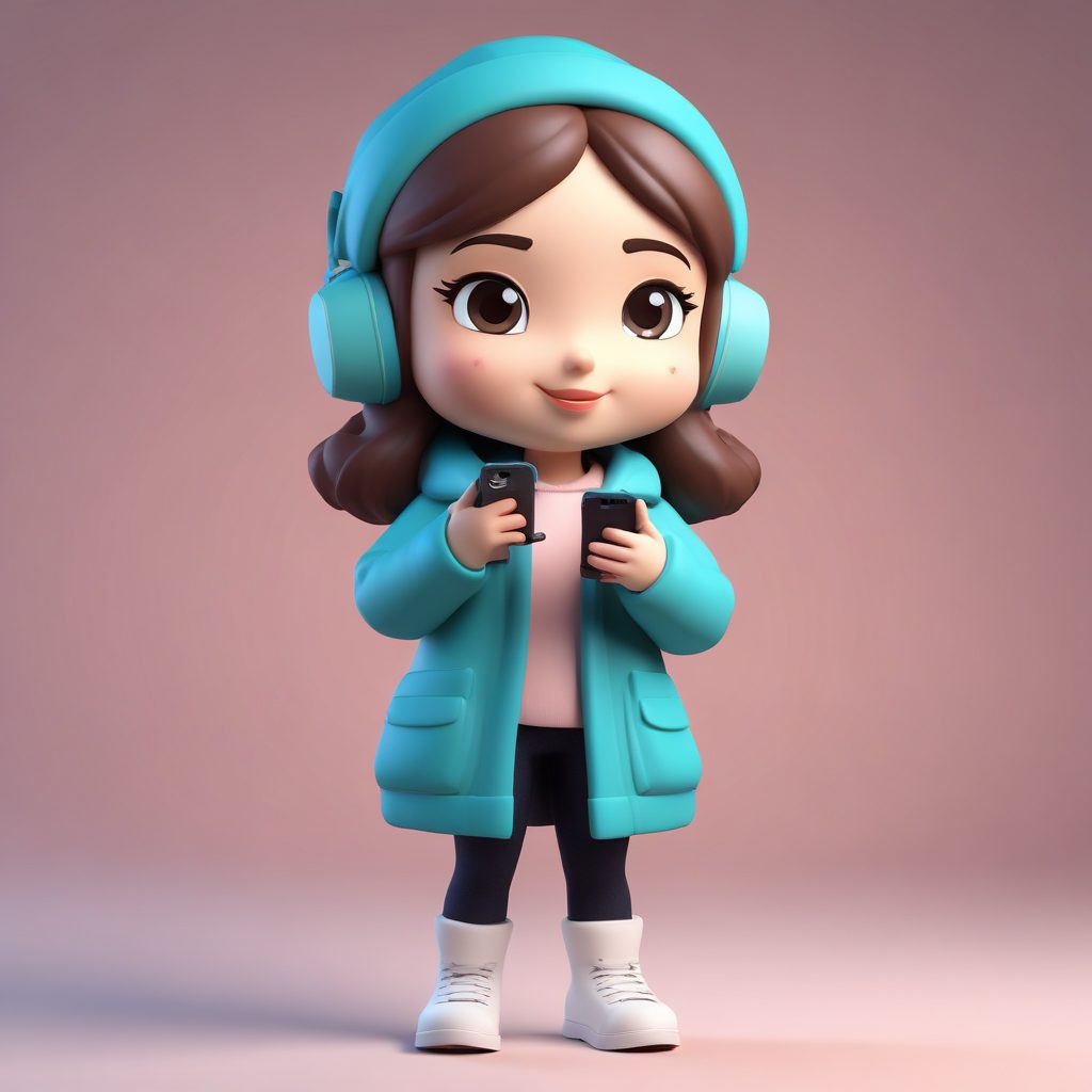 网红自拍: Q版时尚博主女孩的冬日OOTD（C4D）