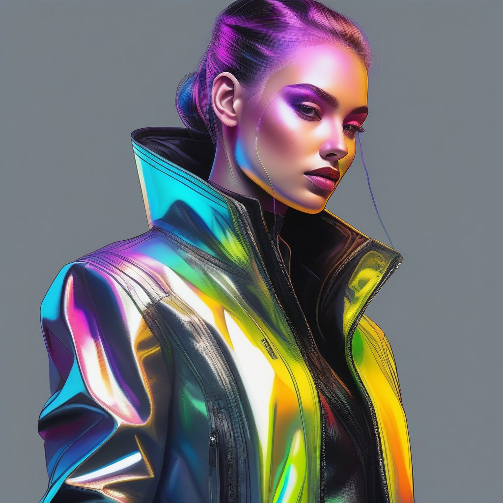 未来感服装设计草图：高饱和度赛博朋克风AI绘画提示词解析