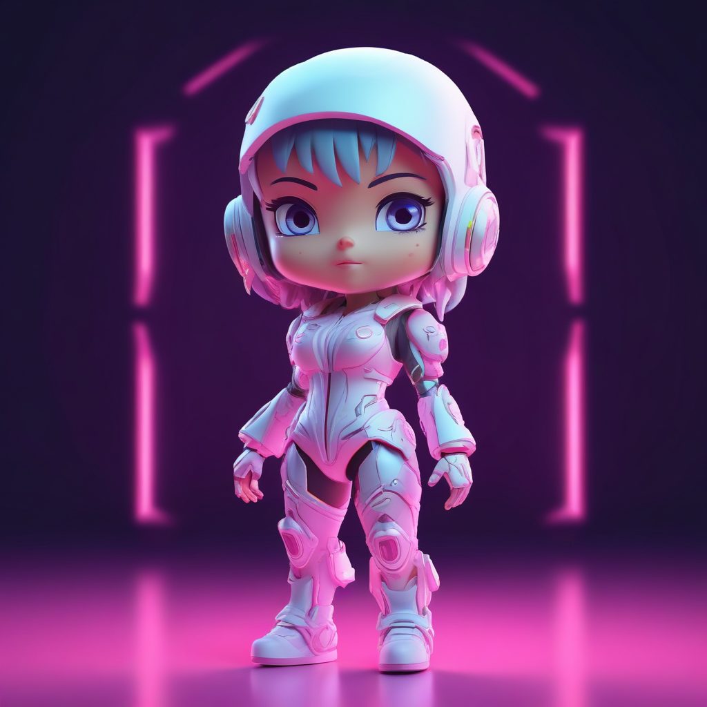 ⚡️未来感K-Pop偶像！赛博朋克风Q版全身，8K超清壁纸级提示词