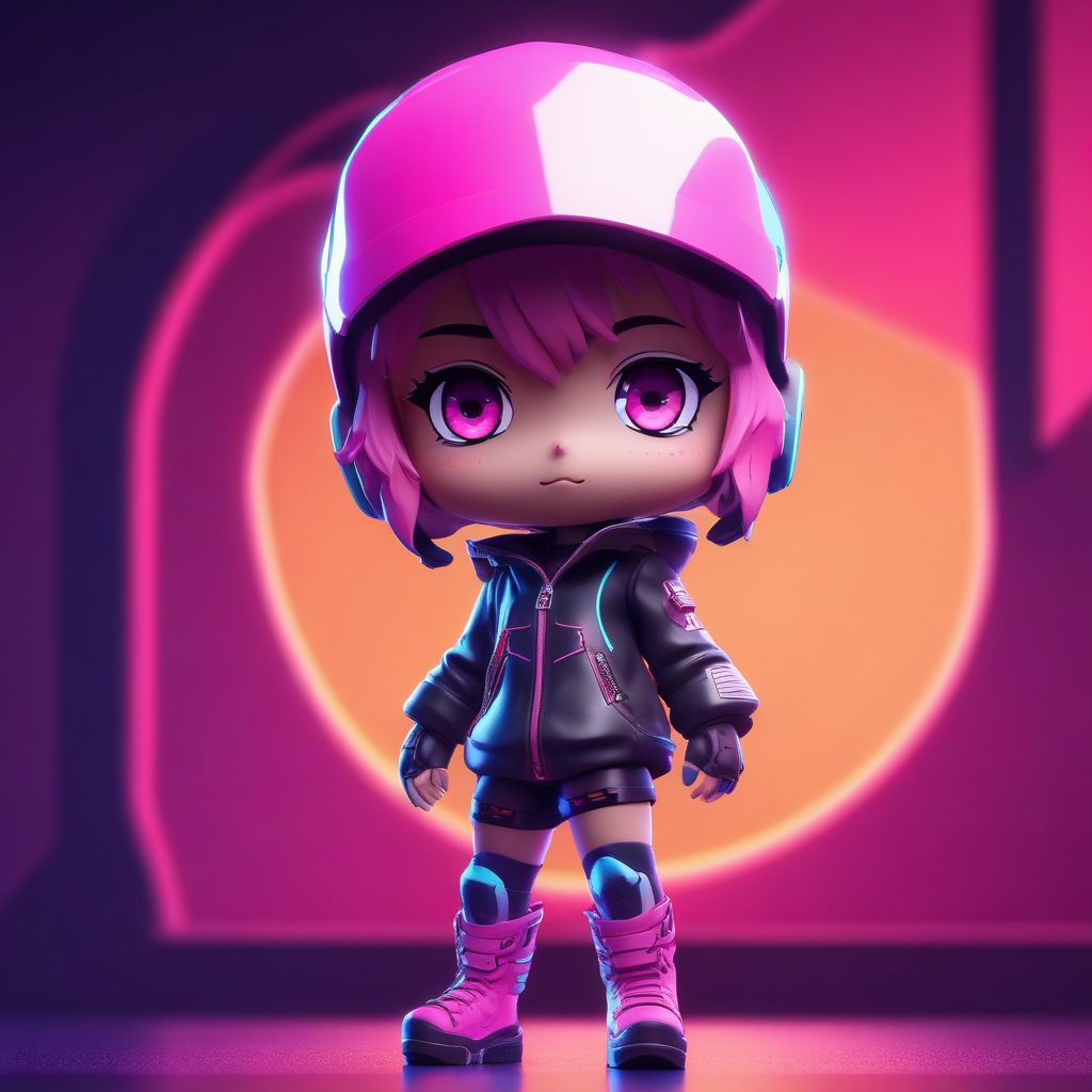 🤖未来机械风Q版！赛博朋克一个可爱时尚Q版动漫人物，表情动作丰富，撞色搭配超酷提示词