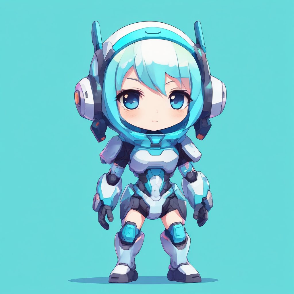 🤖未来战士！Q版机械少女插画，酷炫动态姿势，科技感壁纸！