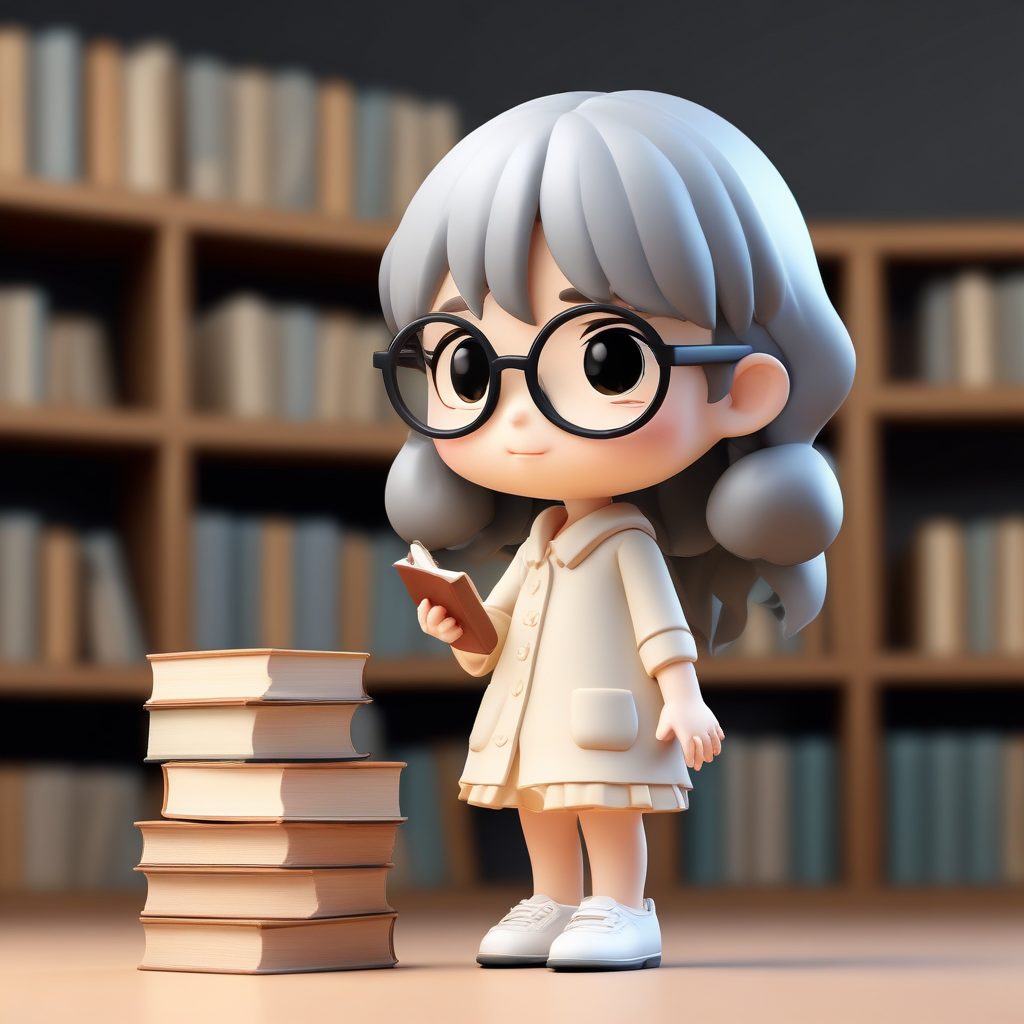 📚文静又俏皮！Q版书虫少女黏土手办全身提示词｜电脑壁纸