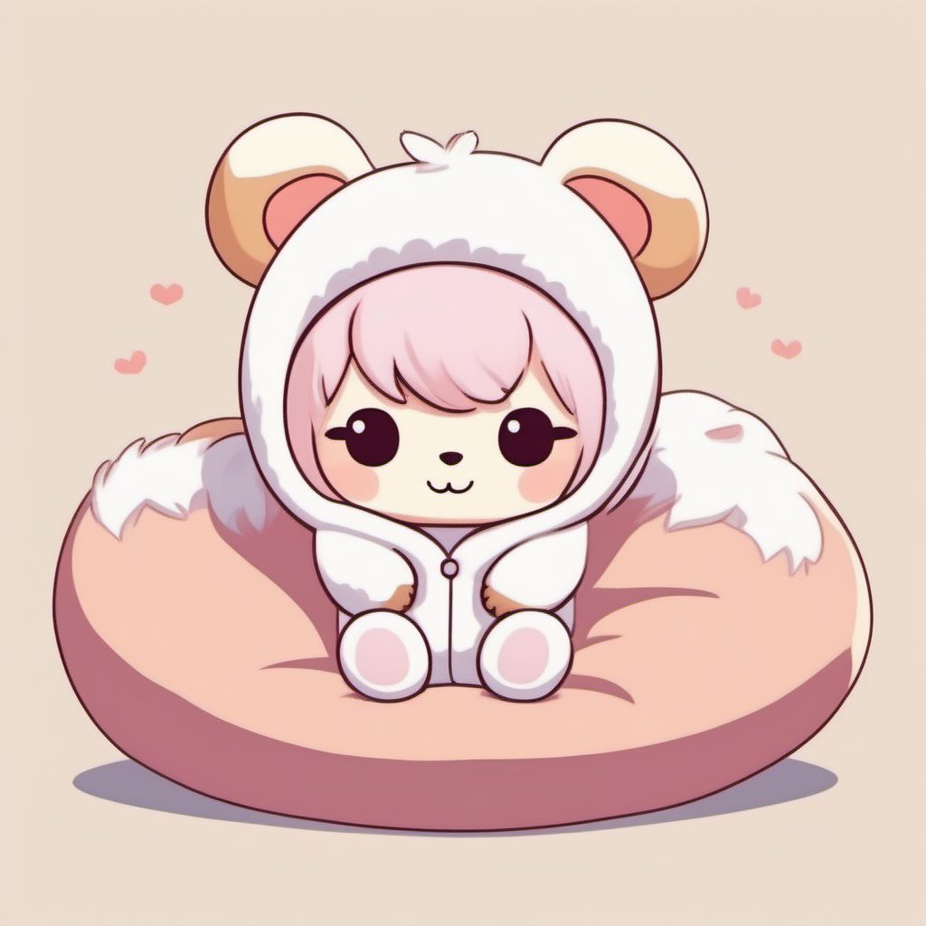 温暖居家系列:软糯羊羔绒睡衣Q版猫娘插画提示