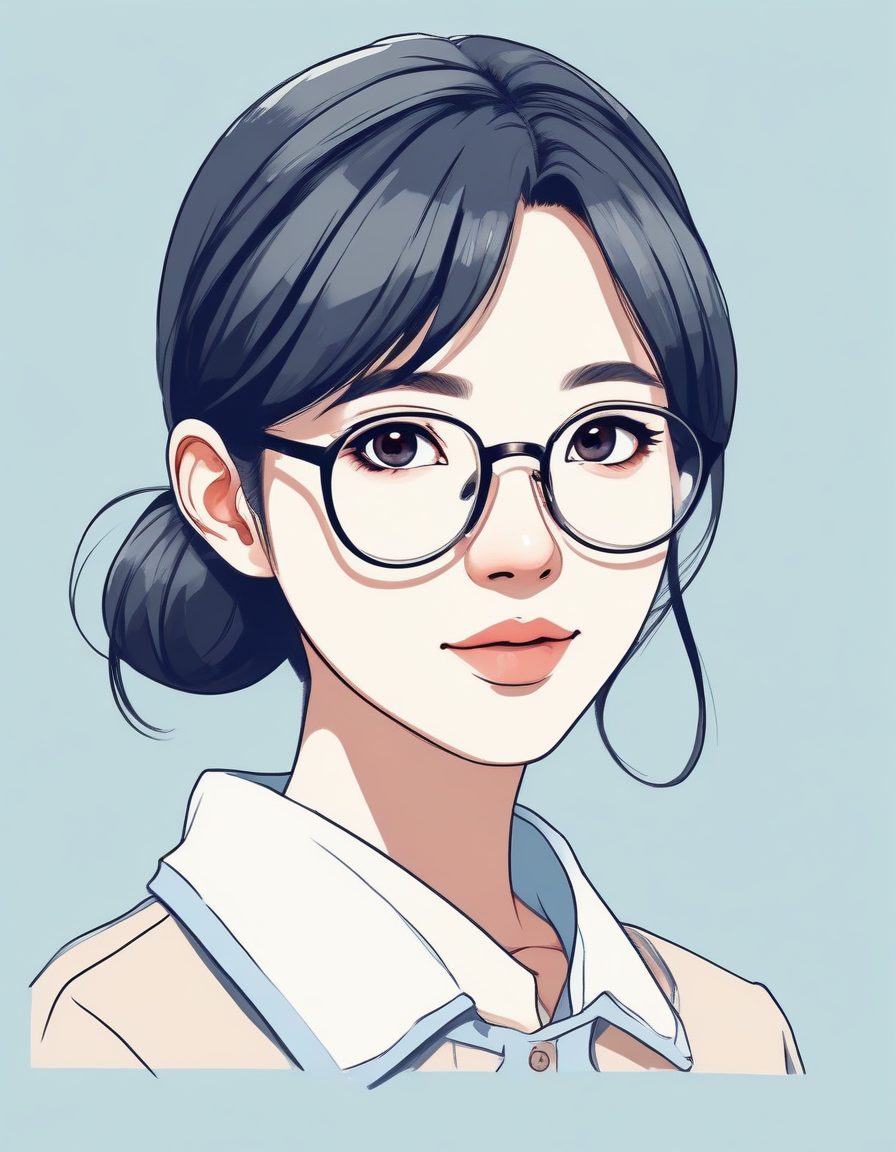 📚文青必备!戴眼镜的极简线条少女,知性低饱和风,学习壁纸用起来