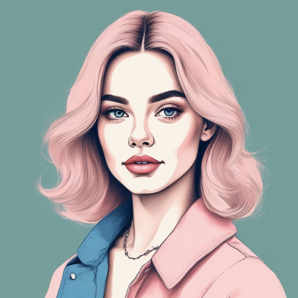 温柔治愈系 | 粉蓝系时尚少女手绘插画肖像，纸张纹理感超绝，氛围感头像！