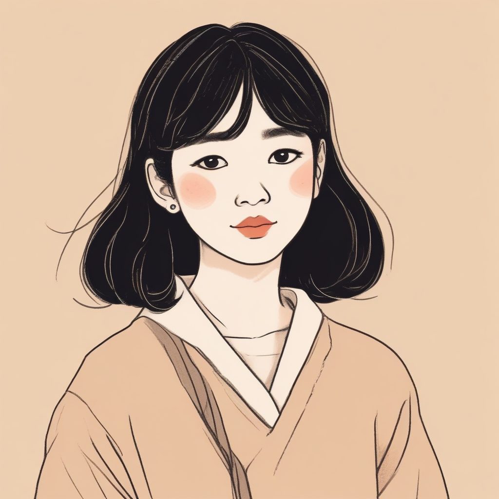 温柔治愈系！米白色背景日系少女头像，蜡笔风，软萌感十足