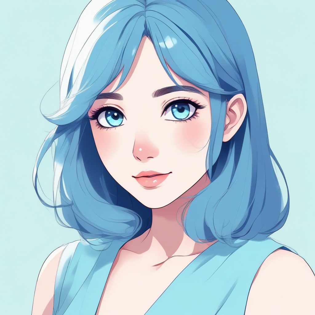 温柔治愈系| 雾霾蓝低饱和度极简少女头像，高级感配色