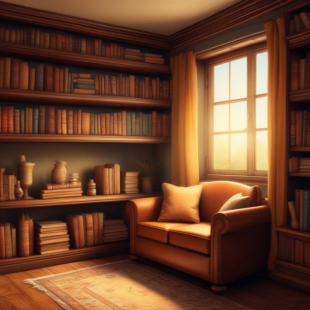 📚温馨午后：角落书柜与阳光，故事书风蜡笔画，氛围感提升！