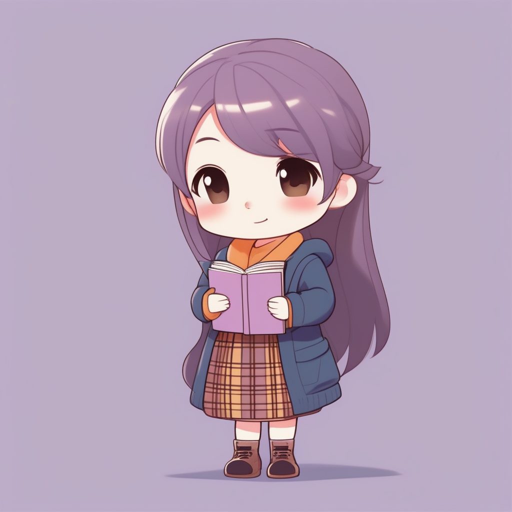 纯色背景极简动漫立绘:Q版语文/文学女教师提示词精选