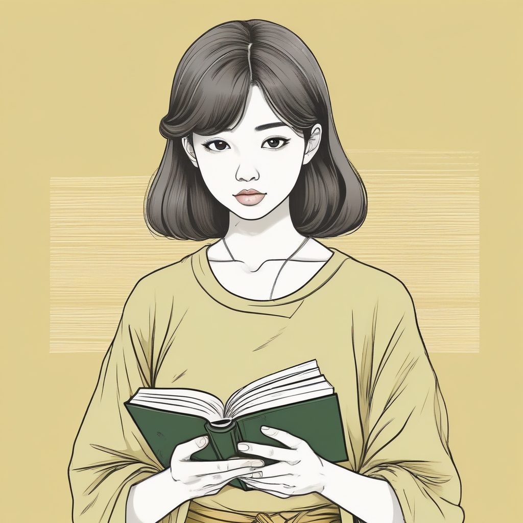 📖文艺复古风：极简线条手绘插画，少女与书的安静瞬间