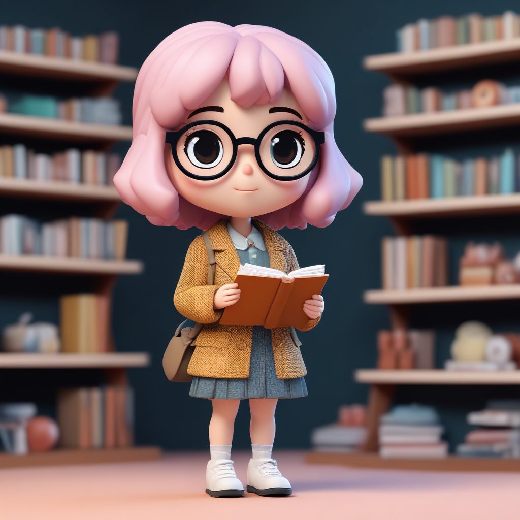 文艺少女AI:戴圆框眼镜、穿斜纹软呢大衣的Q版女孩提示词