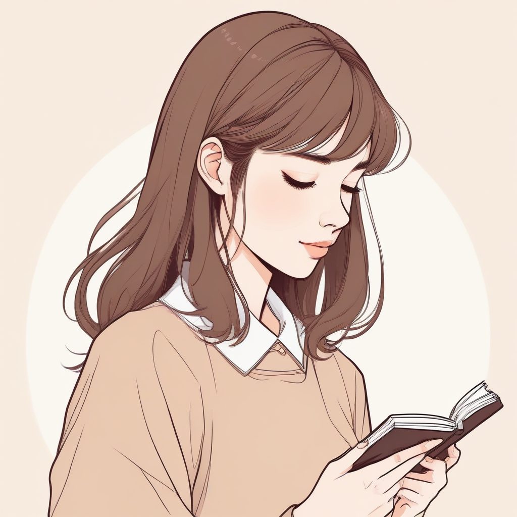 📚 文艺少女必备！奶茶棕配色，极简风侧颜读书头像