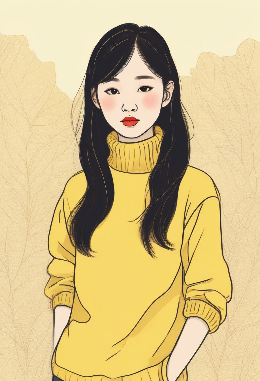 📖我的故事书插画风！极简线稿，可爱韩系少女冬日毛衣穿搭