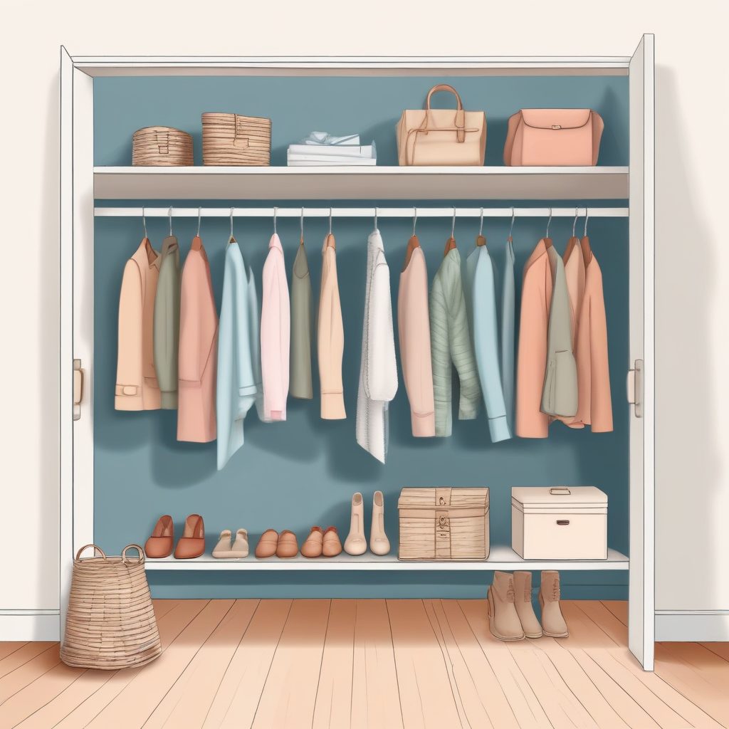 卧室设计灵感 | 极简衣帽间手绘插画，高级奶油灰+Soft Edges，超模范儿