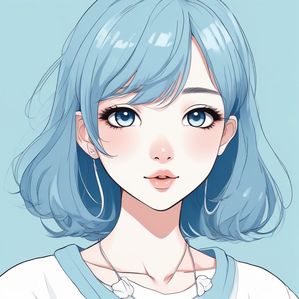 🧸无辜感拉满！极简线条日系动漫少女头像，狗狗眼特写，低饱和度Cel Shading！