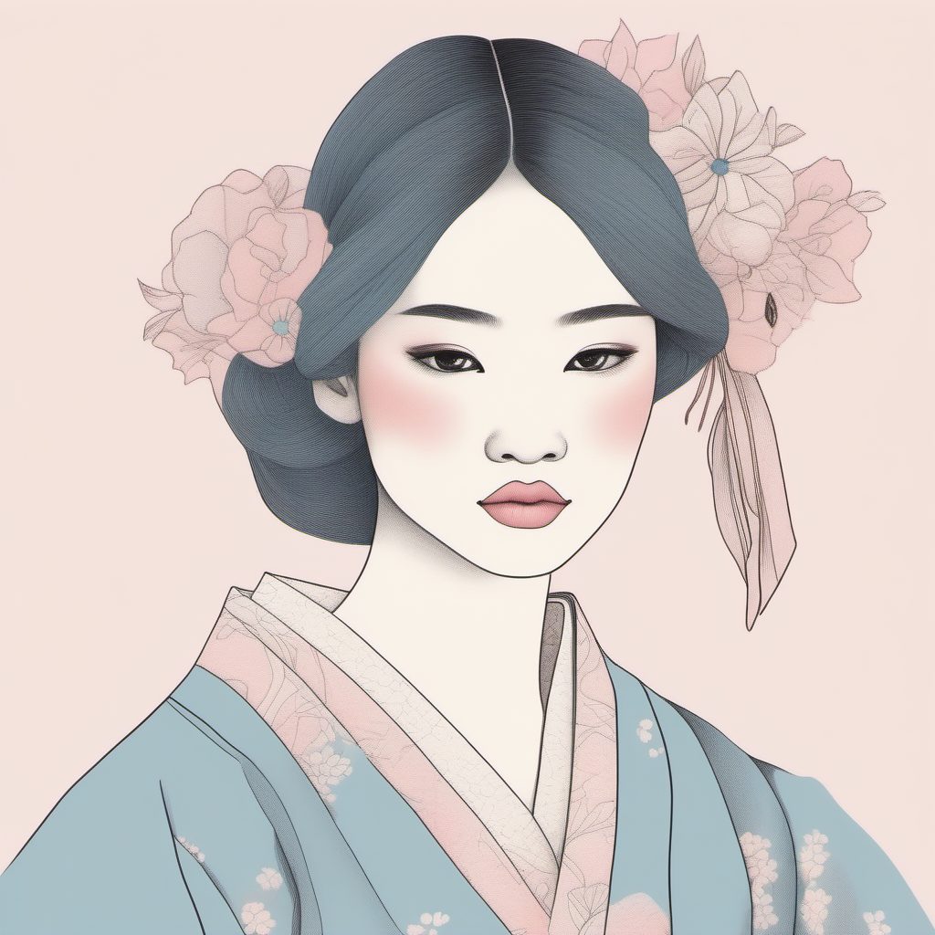 雾霾蓝时尚:高冷日系女孩极简线描与构图