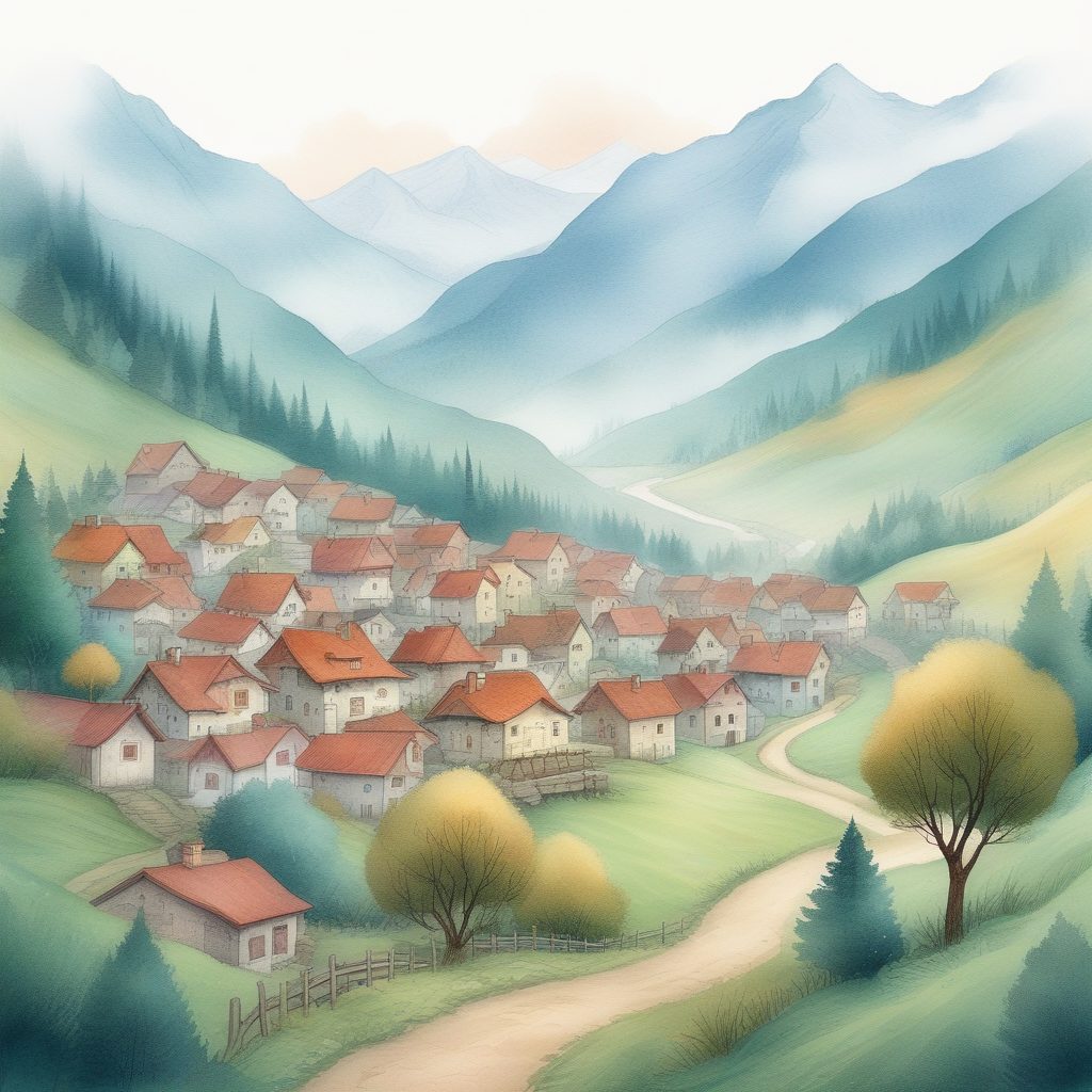 雾气山村手绘插画教程:如何用AI生成治愈系童话风景图