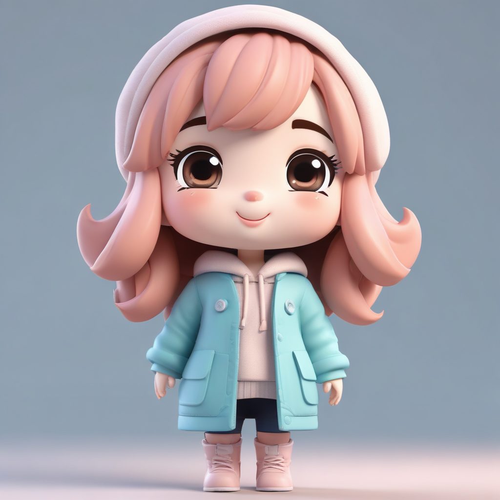 捂嘴偷笑！大耳环Q版少女的3D搞怪表情全身图