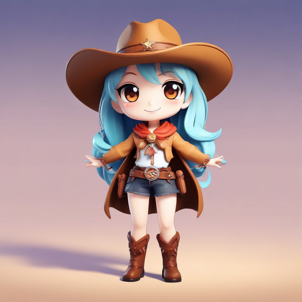 🤠西部牛仔Chibi！挥鞭自信姿势，独特风格极简风头像