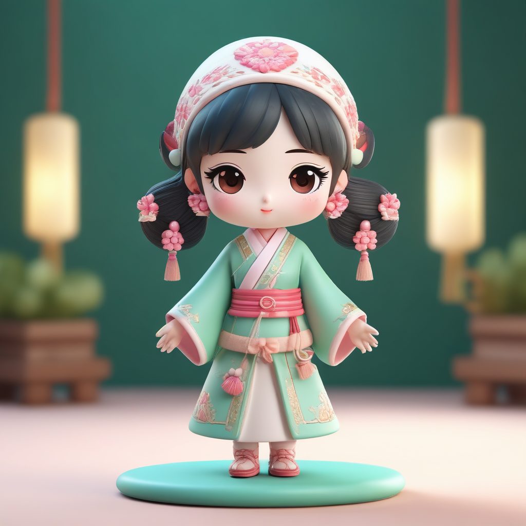 🧵细节控必收！团扇刺绣Q版女孩，丝绸质感3D盲盒，高精度壁纸