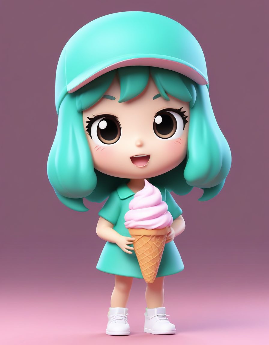 🍦夏日冰淇淋少女！超甜C4D粘土风全身像，动态感满分