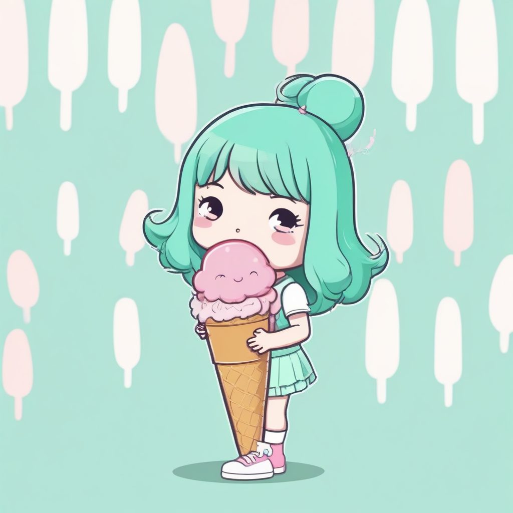 🍦夏日冰淇淋少女！Q版甜品主题人设，清新马卡龙配色