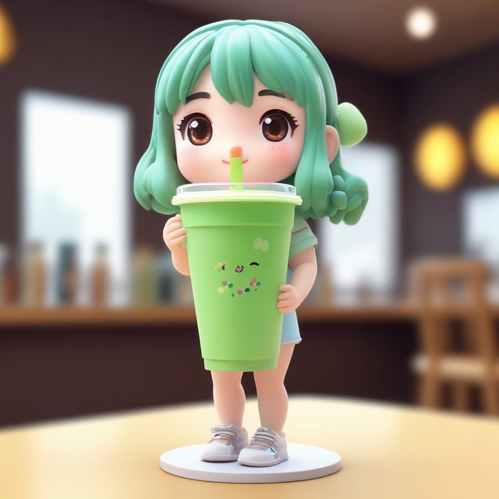 夏日冰饮Q版提示词: 珍珠奶茶女孩3D盲盒插画秘籍