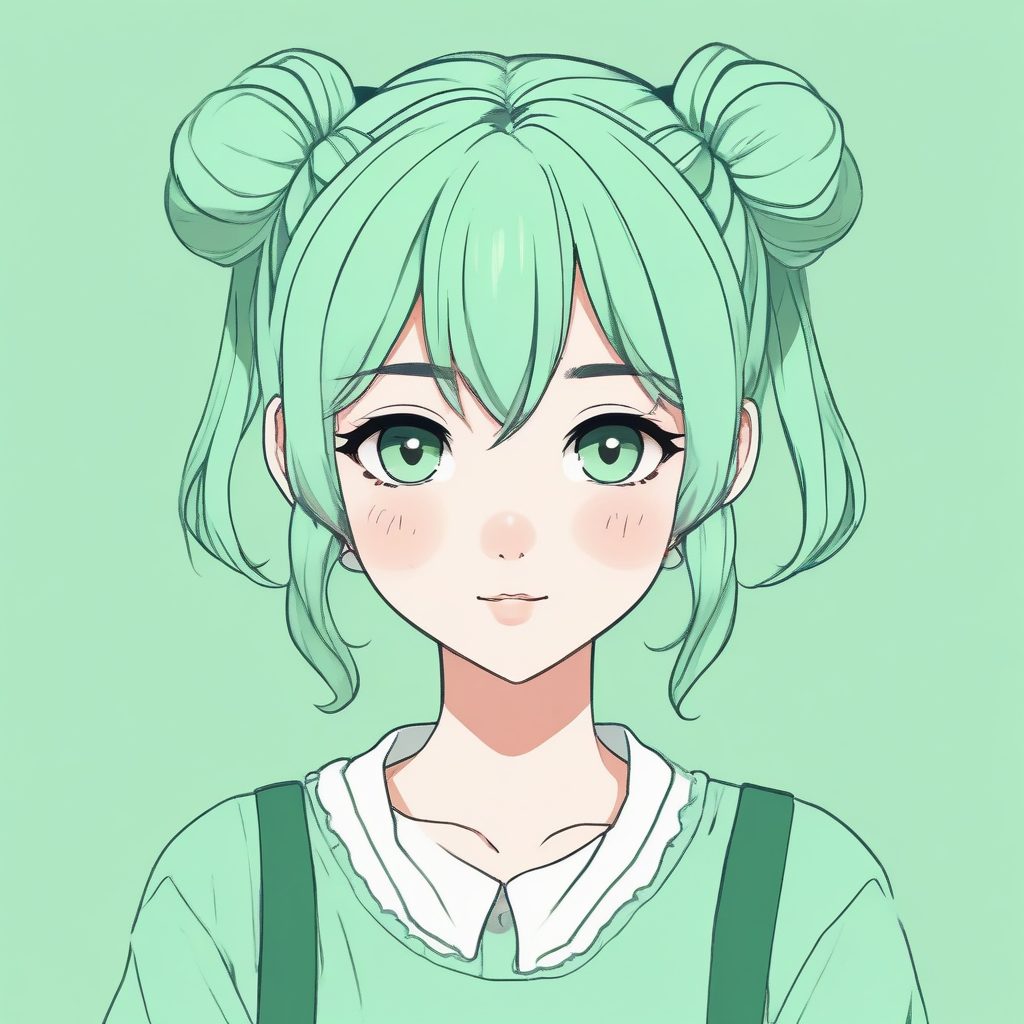 🍦夏日薄荷冰：极简双马尾少女，清爽系马卡龙配色头像