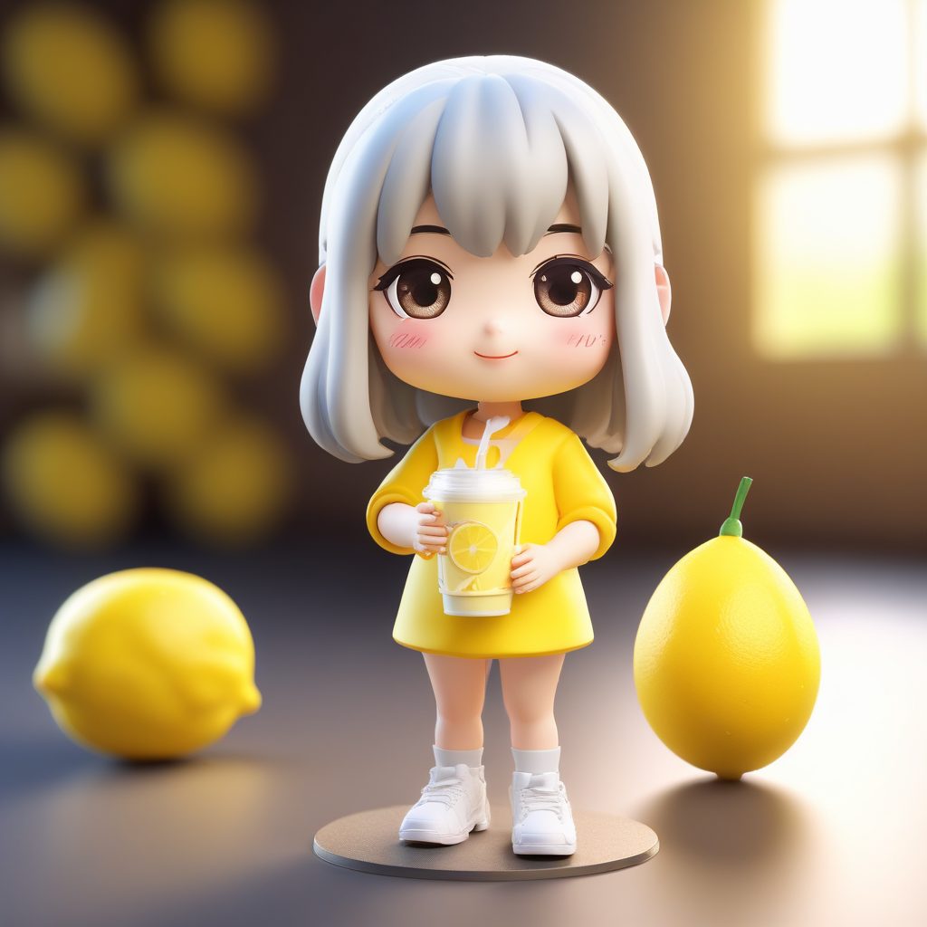 🍋夏日活力！柠檬汽水主题Q版女孩全身像☀️高保真Octane渲染