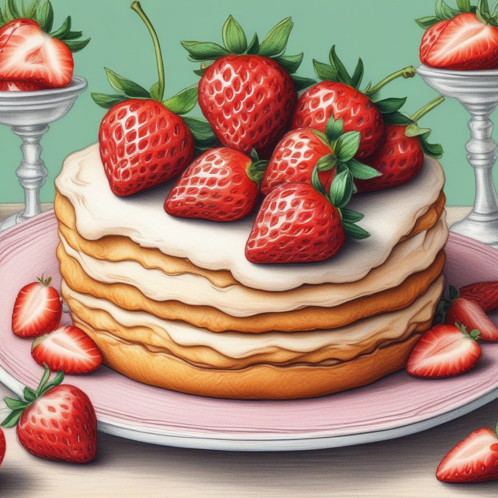 🍓夏日限定！草莓甜品手绘风：治愈系美味场景