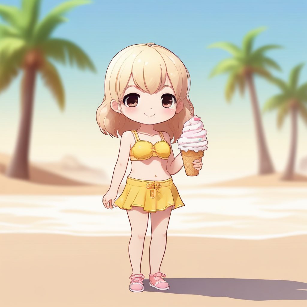 🏖️夏日限定！Q版海滩度假少女插画，清新元气风头像