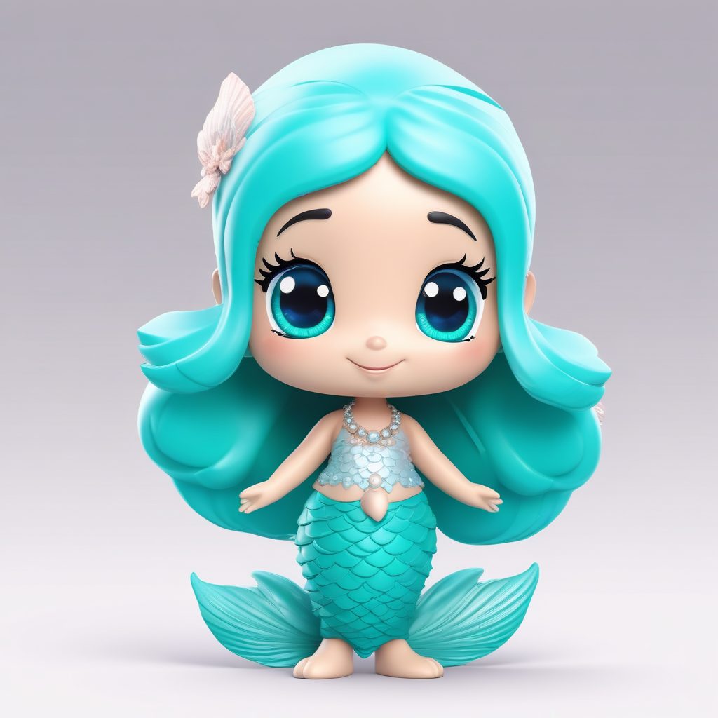 🌊夏日限定！人鱼主题Q版女孩，梦幻光影C4D黏土质感！