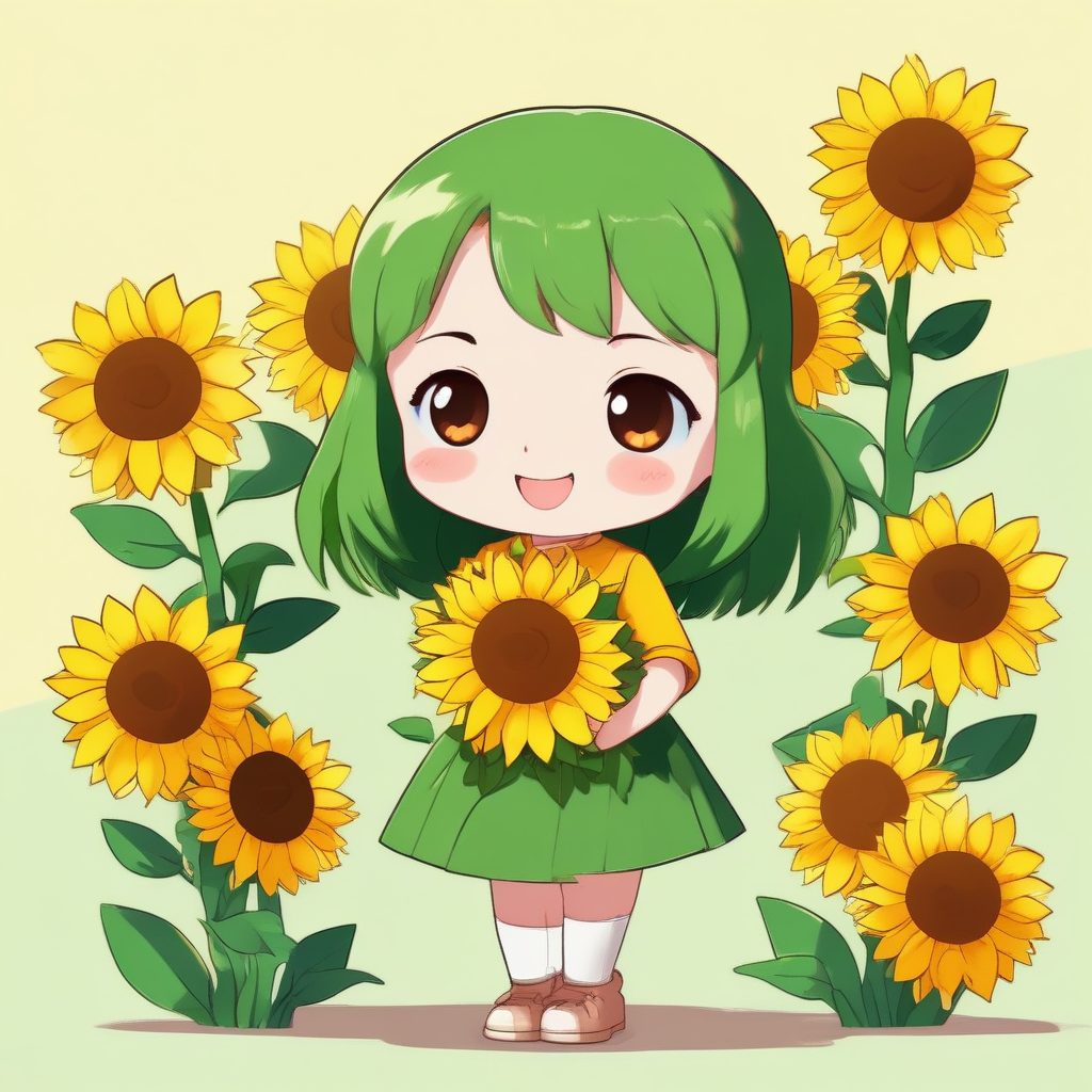 🌻夏日小清新！抱着向日葵的Q版人物，阳光治愈系头像！