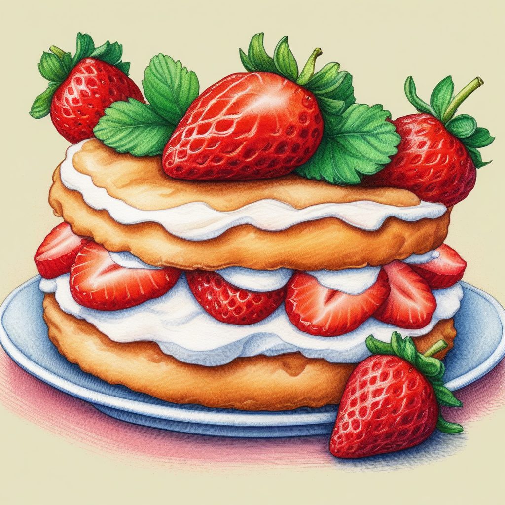 🍰 下午茶甜点图鉴：超治愈草莓蛋糕马克笔美食插画